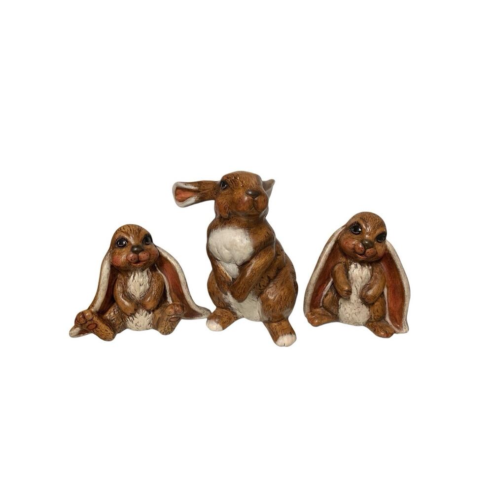 Vintage Bunnies Bunny Ceramic Kitsch MCM Easter Decor Anthropomorphic Sign MF 92